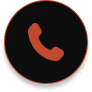 Red phone icon on black circular background.