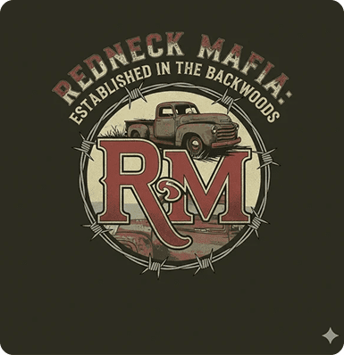 Redneck Mafia graphic with vintage truck.
